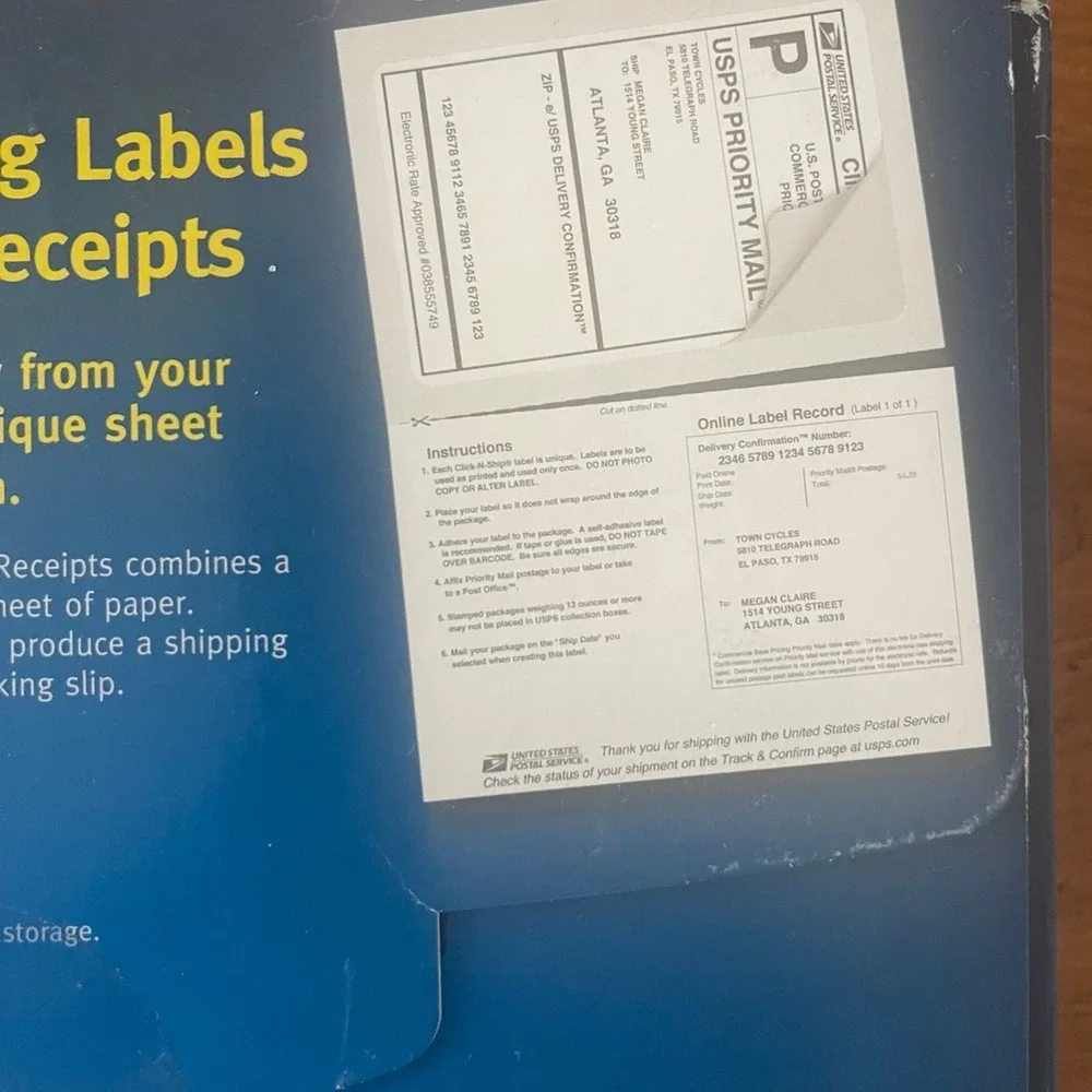 Avery Shipping Labels with Reciepts 27901 New